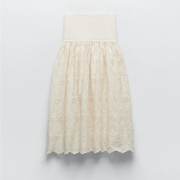 ZARA COMBINATION EMBROIDERED KNIT DRESS - Picture 7 of 12